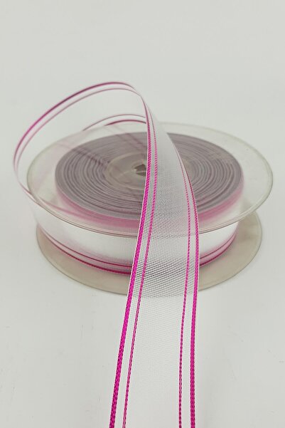 Limelia Panglică din șifon cu sclipici de culoare roz 20 m