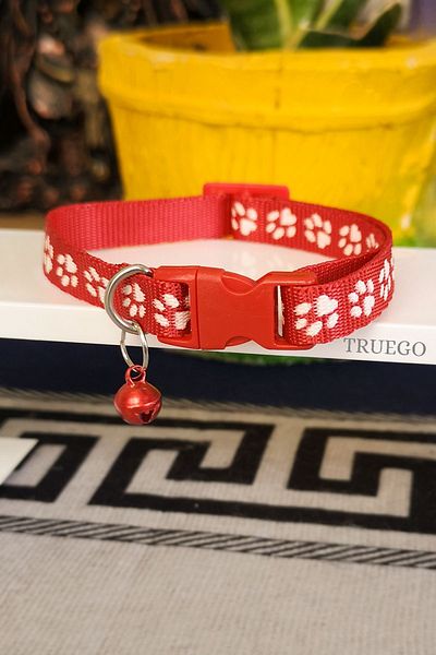 Truego Paw Pattern Cat and Dog Collar - Red