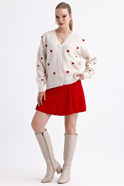 MD trend Dámský pletený svetr se vzorem srdce