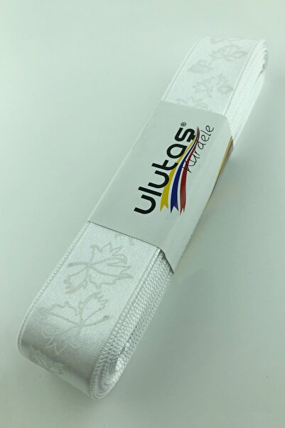 Limelia Panglică din satin White Leaf cu imprimeu 2,5 cm