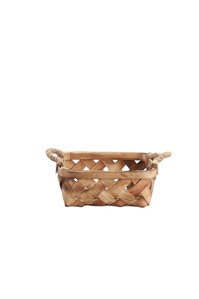 Sever Wooden Wicker Square Basket 25X25X9Cm