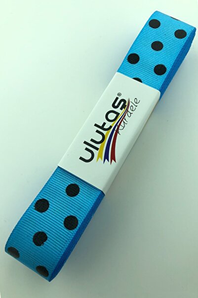 Limelia Panglică cu buline negre turcoaz 2,5 cm