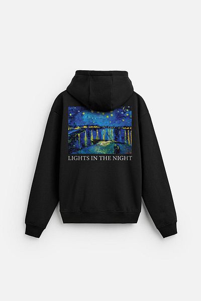 Butik Trend We Hooded Kangaroo Pocket Night Printed Sweatshirt