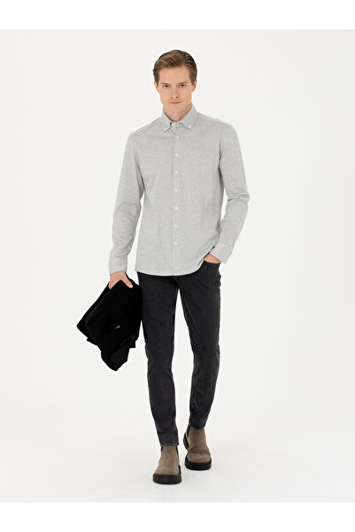 Cacharel Gri Slim Fit Uzun Kollu Gömlek 50255655-VR024