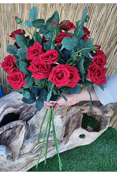 Ekodoğa Yapay Gül Demeti 5 dal Yapay Çiçek Kırmızı Gül Buketi Gerçekçi Yapay ...