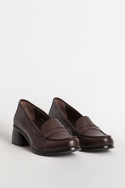 Dericlub Brown Women's Classic Leather Heeled Shoes - BR 04045