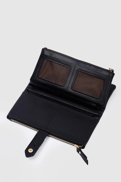 Honorius Women's Multi-Compartment Quality Soft Leather Handbag Wallet Black