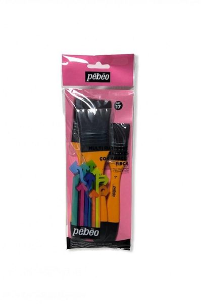 Pebeo 3-Piece Black Synthetic Bristle Floor Brush Set - Set 17
