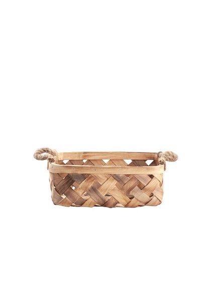 Sever Wooden Wicker Rectangular Basket 27X27X9Cm
