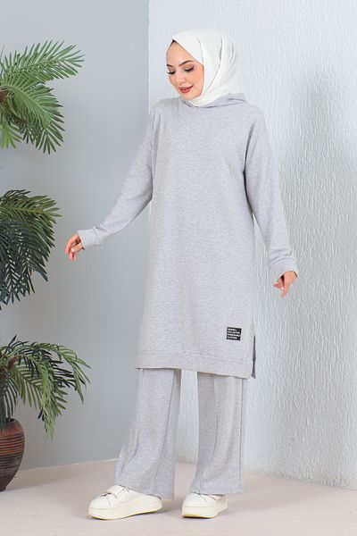 MODAQU Gray Hooded Long Double Set