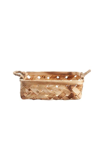Sever Wooden Wicker Rectangular Basket 35X25X10Cm