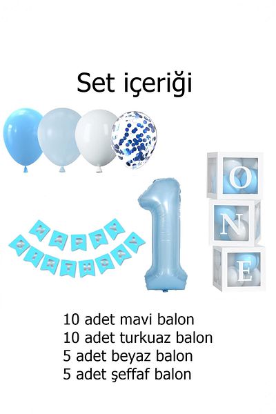 BİDOLUMUTLULUK Birthday Set - Transparent Box with Balloons, Written Party Celebration Entertainment