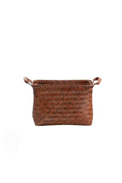 Sever Brown Rectangular Knitted Basket 36X26X22Cm