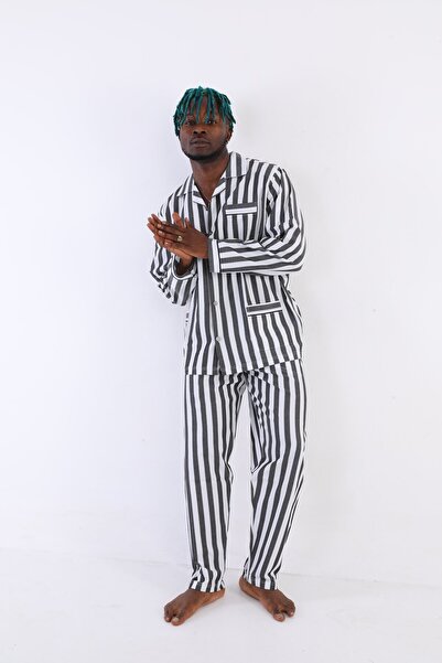 ALFA AKSESUAR 03 Kocabey 4007 Long Sleeve Striped Gaffur Men's Pajama Set