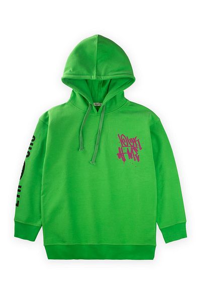 Cigit Суитшърт с качулка и принт Look Fresh, 9-14 години, зелен