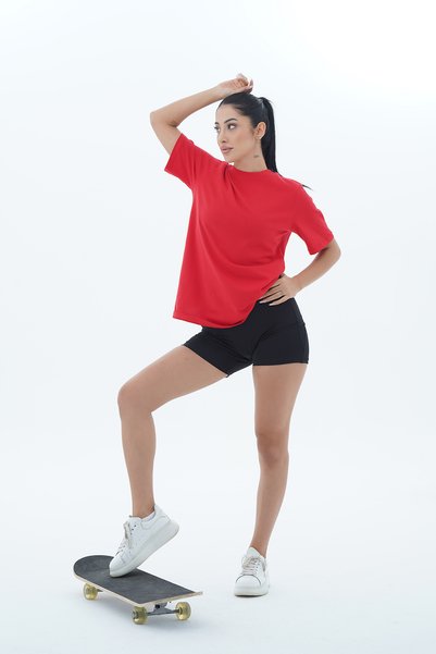 George Phoenix Pure Comfort - Red Relaxed Cut 100% Cotton Basic Women's T-Shirt