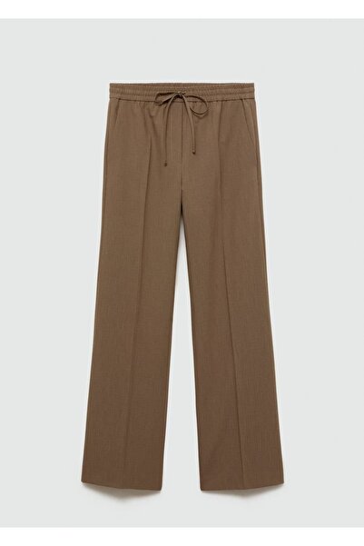 MANGO Woman Beli bağcıklı düz kesim pantolon