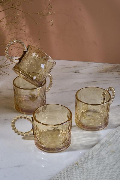 Perotti Ringo Stone Amber Bead Handled 200ml 4-Piece Mug
