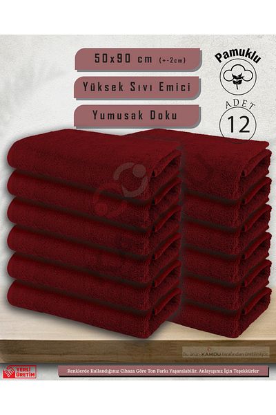 CACON 12 Pieces Cotton 50X90Cm Hairdresser & Sportsman Towels - Barber & Hand Face Towel