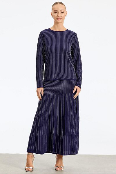 Tığ Triko Σετ φούστας NAVY με γυαλιές Rayon