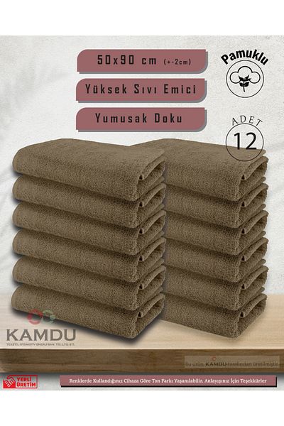 CACON 12 Pieces Cotton 50X90Cm Hairdresser & Sportsman Towels - Barber & Hand Face Towel