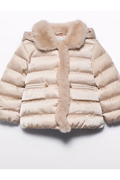 Abel & Lula Abel&Lula Girl's Satin Fur Coat