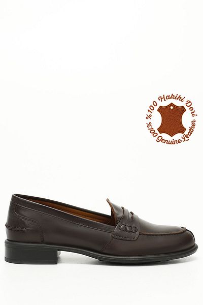 GÖNDERİ(R) Women/Girls Brown Antique Genuine Leather Loafer Shoes