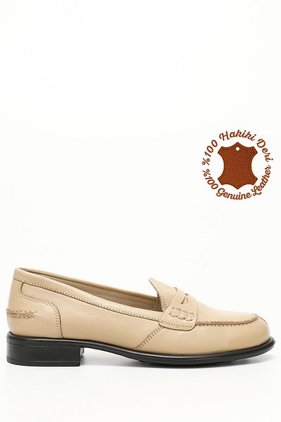 GÖNDERİ(R) Women's Nude Genuine Leather Loafer Shoes