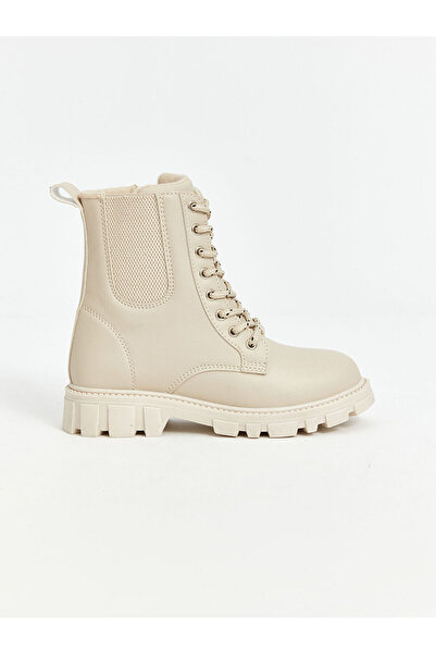 LC Waikiki Lcwk Leather Look Lace up and Zippered Girls' Boots