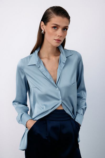 Sateen Baby Blue Satin Shirt