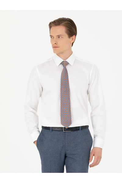 Cacharel قميص أساسي أبيض بقصة ضيقة وأكمام طويلة 50270154 -VR013