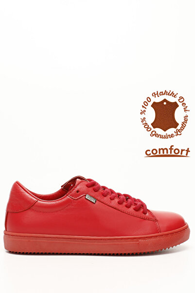 GÖNDERİ(R) Piros antik Gön valódi bőr kerek orrú fűzős női tornacipő 24237