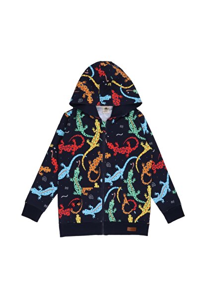 Walkiddy Renkli Semender Desenli Organik Çocuk Sweatceket