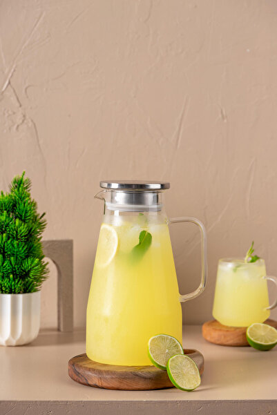 FH finehome Avola Metal Kapaklı Cam Sürahi 1800 Ml