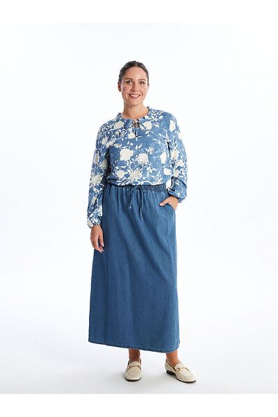 LC Waikiki Fusta de jeans pentru femei Lcwk cu talie elastică