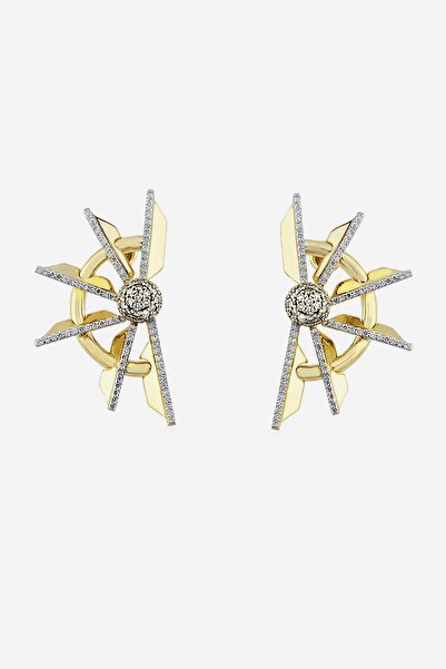 New Obsessions Single Star Parıltılı Altın Kaplama kadın Çivi Küpe