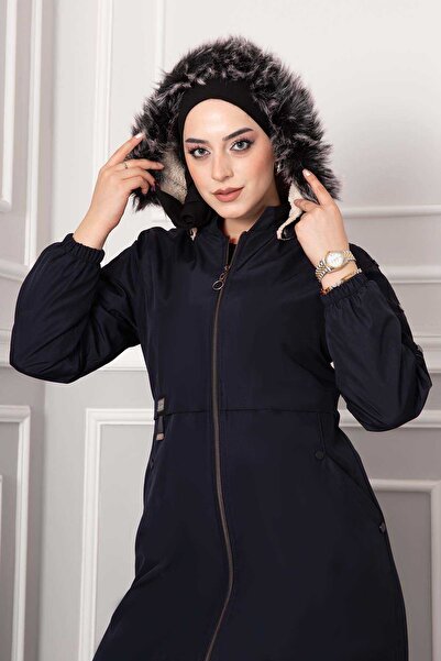 EBRUTESETTÜR Çakım Detaylı İçi Kürklü Mont