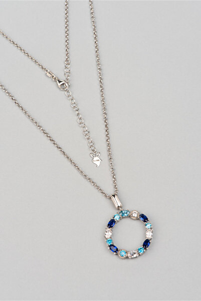 So CHIC... O Harfi Gökyüzü Renkli 18 Ayar Beyaz Altın Kaplama Gümüş Kolye