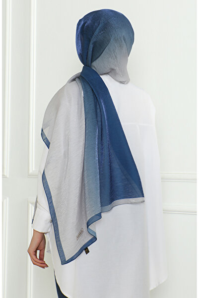 sefamerve Karaca Degrade Pırıltı Şal 81059-03 Gri Lacivert