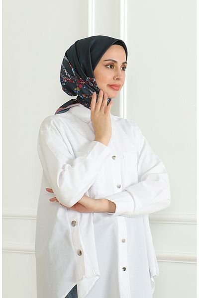 sefamerve Κασκόλ σε σκόνη Navy Blue Karaca Rayon - 81051-03