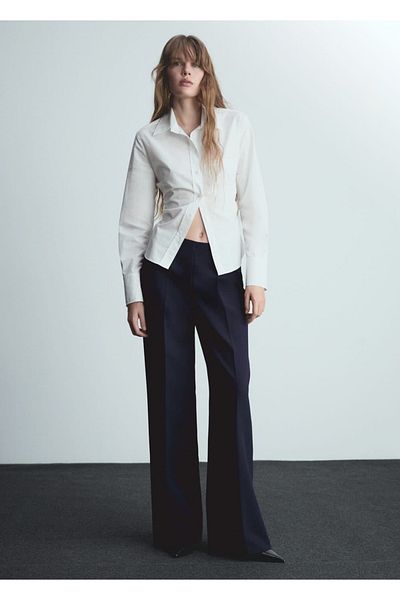 MANGO Woman Wideleg pants with pens