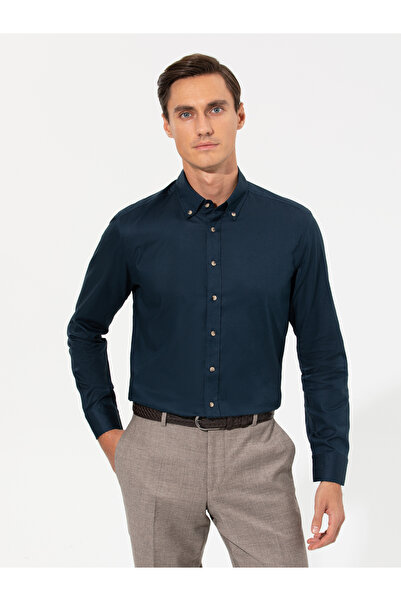 Cacharel Navy Blue Slim Fit Long Sleeve Shirt 50250841-Vr033