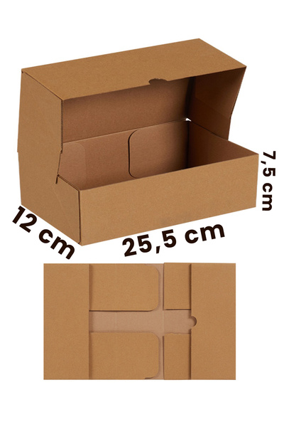 Balkan 25,5x12x7,5cm 15 Adet Kraft Kilitli Kutu - E Ticaret Kargo Kutusu - 1 Desi Boyutunda