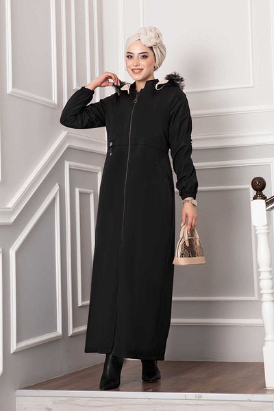 EBRUTESETTÜR Fur Lined Coat with Anchor Detail