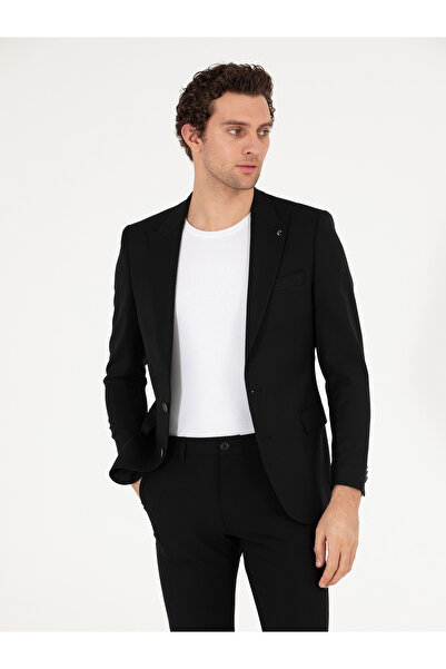 Cacharel Siyah Slim Fit Yün Karışımlı Ceket 50264771-VR046