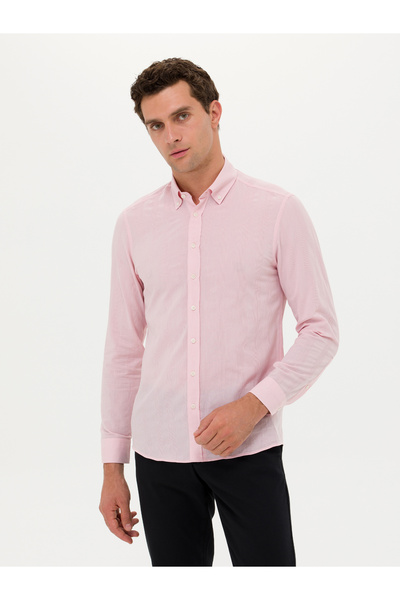 Cacharel Pembe Slim Fit Uzun Kollu Gömlek 50265484-VR041
