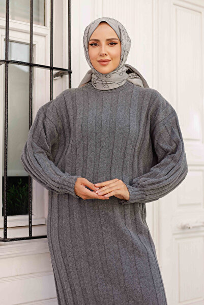 Pamuk Butik Kadın Şardonlu Fitilli Triko Elbise