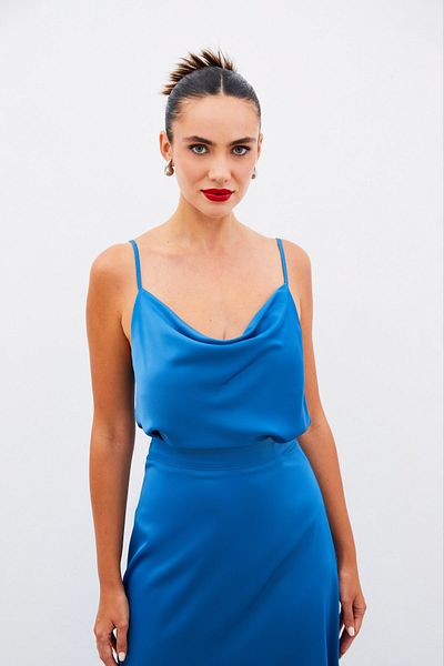 Sateen Μπλούζα Indigo Satin - Degaje Collar