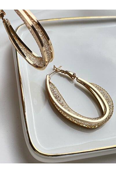 Poison Accessories Tel sarma detaylı özel oval halka küpe