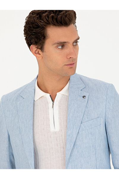 Cacharel Açık Mavi Slim Fit %100 Keten Ceket 50268891-VR003